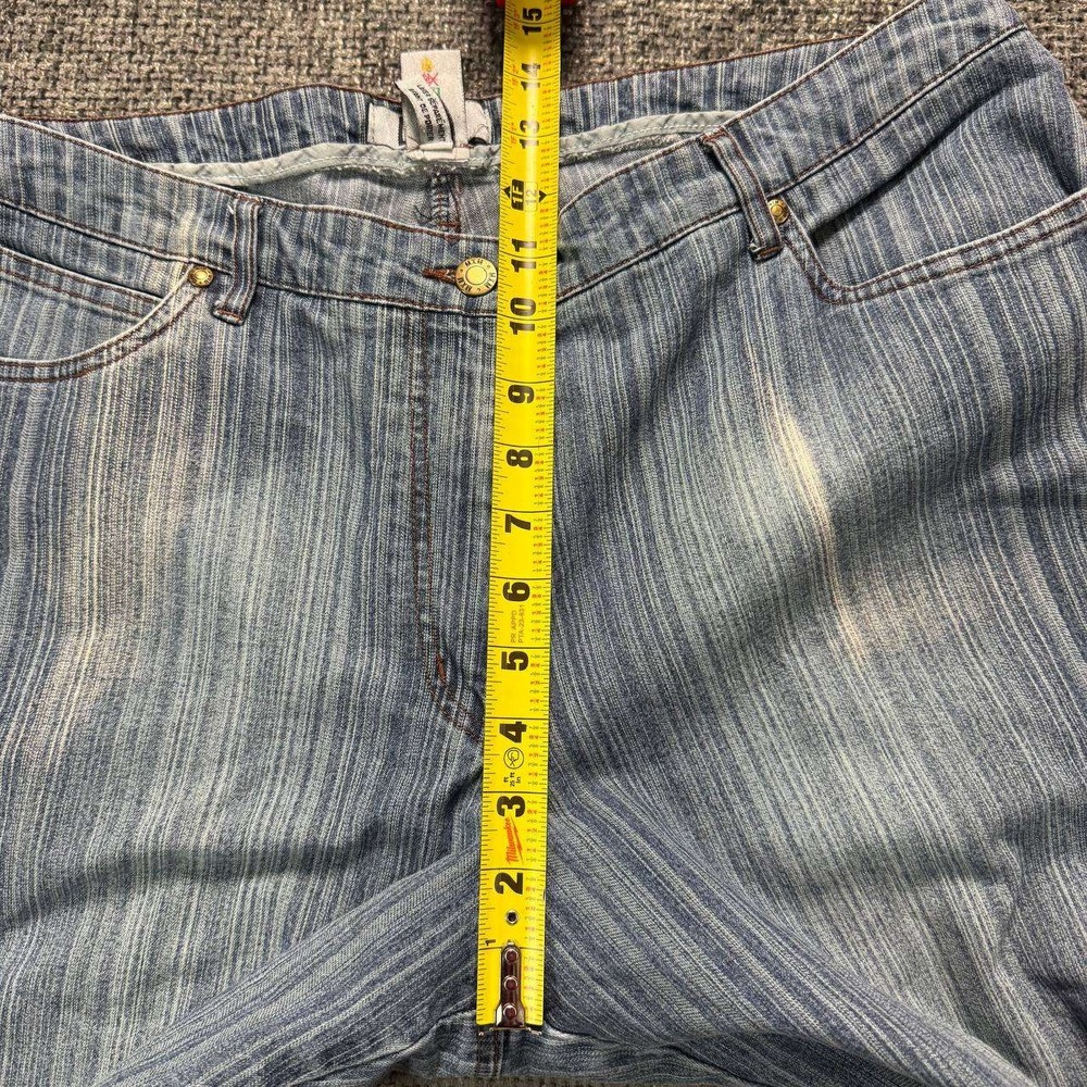 MXM Women's Striped Light Blue Straight Leg Jeans - Picture 12 of 14